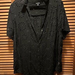 Torrid Black Eyelet Casual Shirt